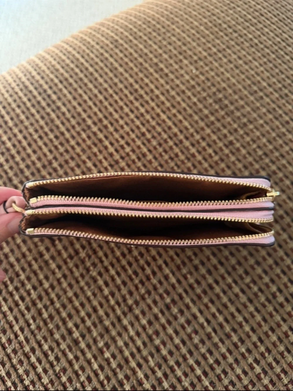 Coach Pink Pebbled Leather Wristlet with Gold Hardware